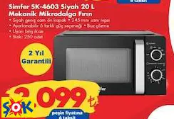 SİMFER SK-4603 SİYAH 20 L MEKANİK MİKRODALGA FIRIN